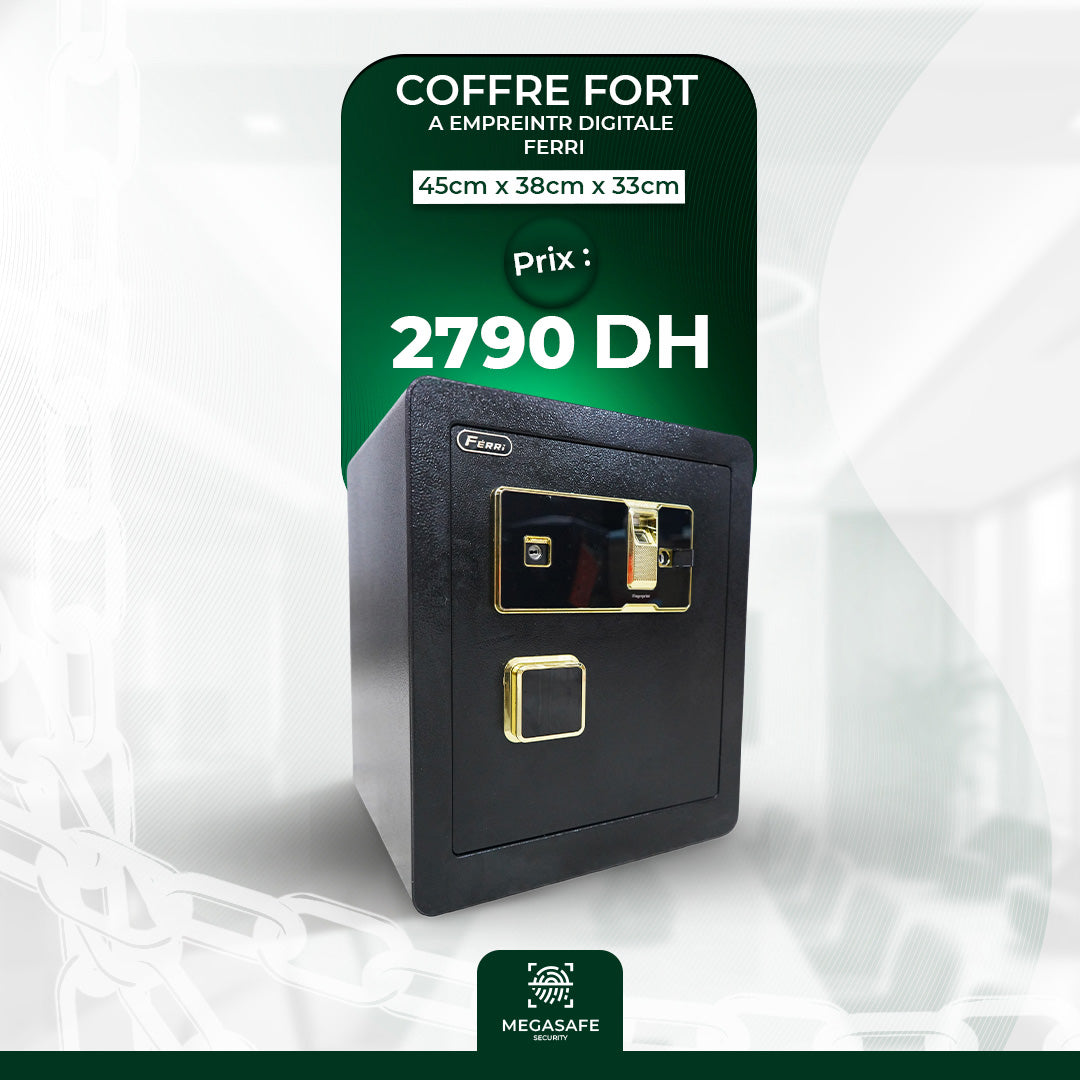 COFFRE FORT NOIR AVEC Empreinte Digitale 45*38*33 CM